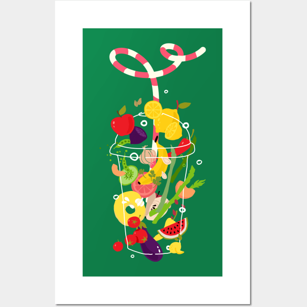 Fruits Vegetables Transparent Glass Wall Art by Mako Design 